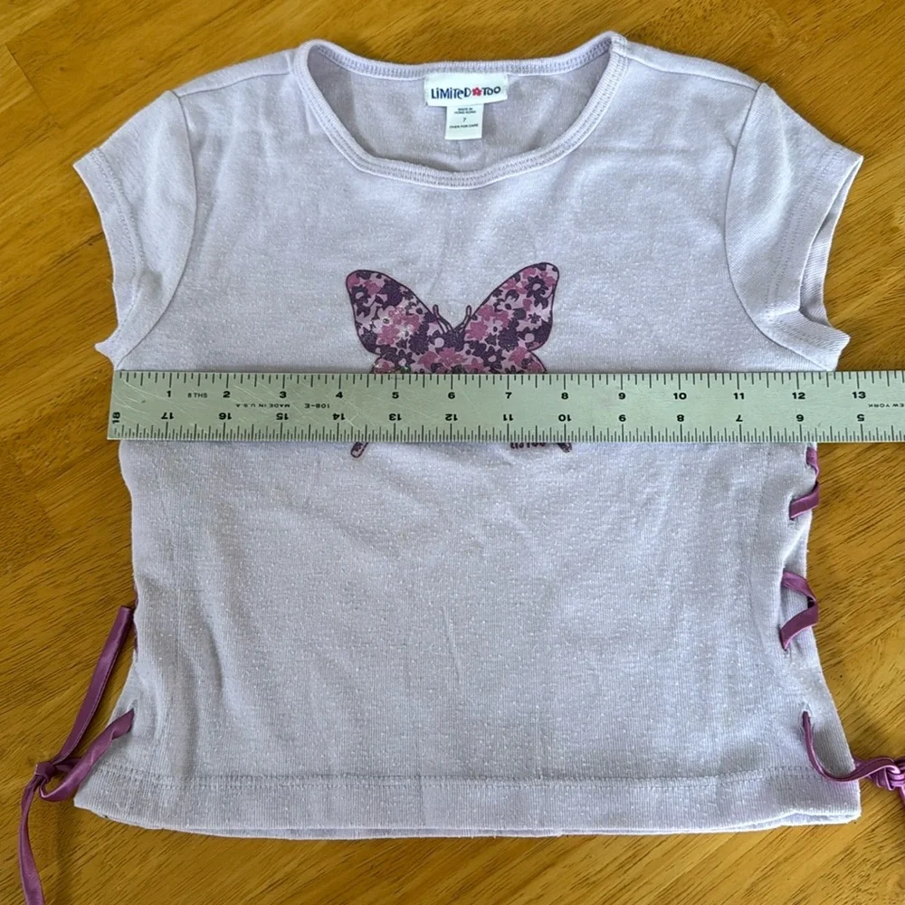 ✋ Girls Limited Too Purple Pink Floral Butterfly Pajama Set Size 7 Silky